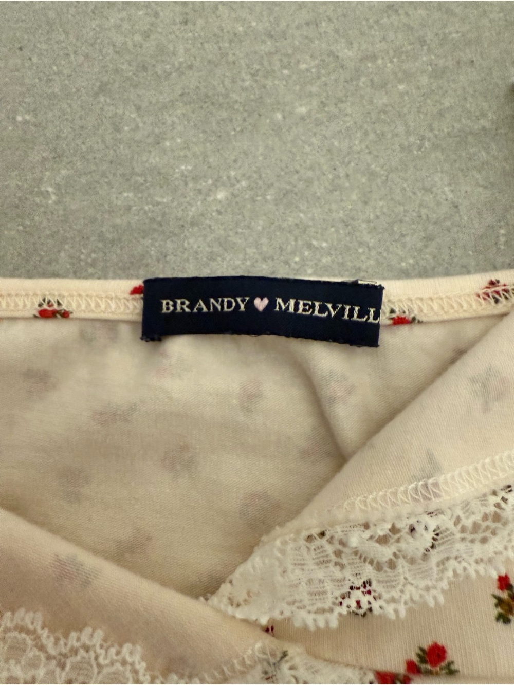 Brandy Melville Cream Cami with Red Rose Print - Picture 3 of 3